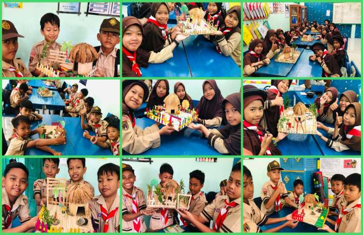Kreativitas Siswa Kelas 5 Berkilau dalam Proyek Membuat Rumah Adat Honai