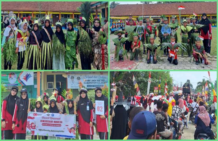 Inspiratif Kostum dari Dedaunan Meriahkan Karnaval Desa Gintungreja