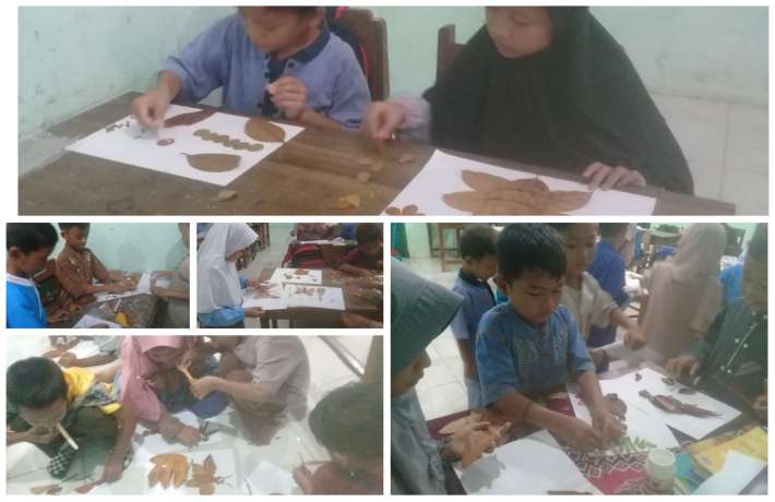 Membuat Kolase dari Daun Kering