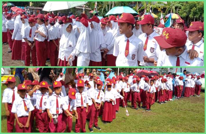 Upacara Bendera HUT RI ke 80 di Lapangan Desa Gintungreja